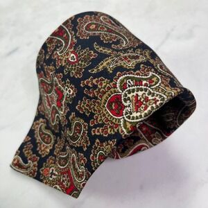 Vintage All Wool Mens Tie Navy Red Paisley Necktie Traditional Preppy
